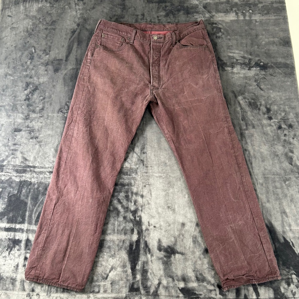 Levi's 501 Jeans Mens 38x32 Burgundy Original Fit Straight Leg Button Fly